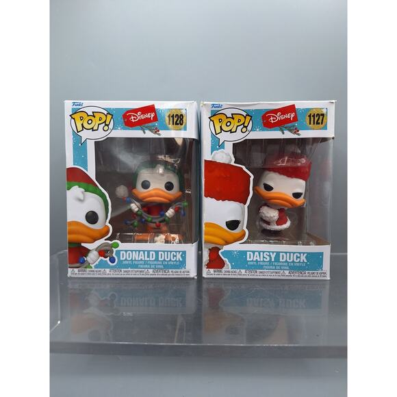 Funko POP! Disney Christmas Donald Duck #1128 and Daisy Duck #1127 Vinyl Figure - Picture 1 of 12